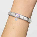 PURPLE FLOWER, AND CUBIC ZICONIUM BUTTERFLY NOMINATION CHARM