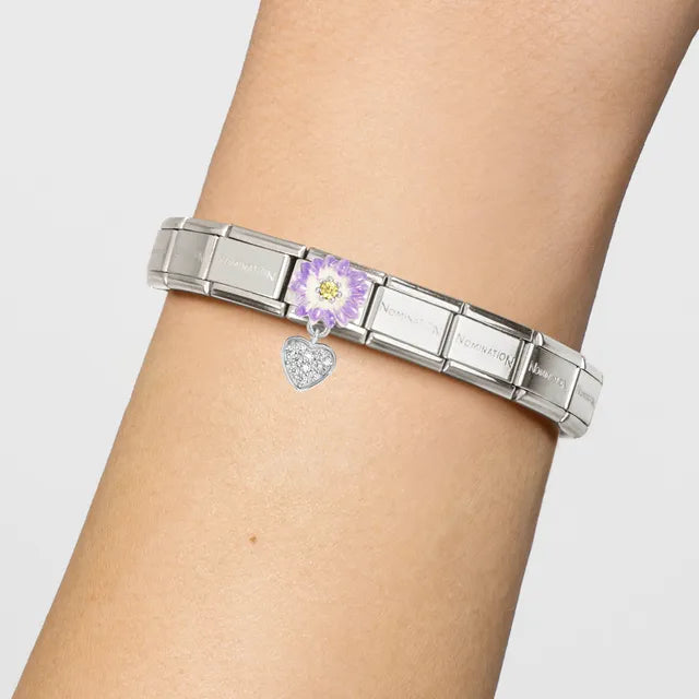 PURPLE FLOWER, AND CUBIC ZICONIUM BUTTERFLY NOMINATION CHARM