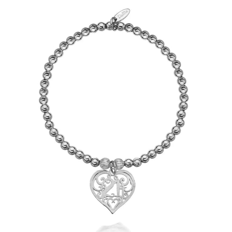 Dollie Jewellery Silver 21st Heart Bracelet