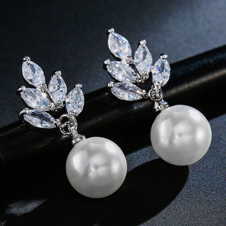 Sabrina Pearl & Marquise Crystal Bridal Earrings – John McKay Jewellers