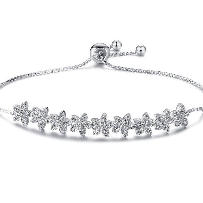 Isabella Crystal Floral Draw String Bridal Bracelet