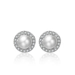 Odette Pearl & Crystal Halo Bridal Stud Earrings