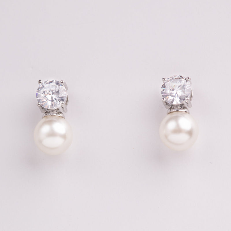 Nevya Pearl & Crystal Bridal Stud Earrings