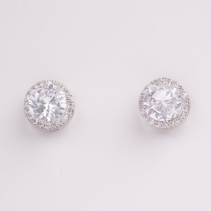 Hana Halo Crystal Bridal Stud Earrings