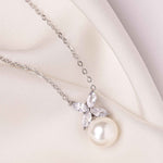 Etta Pearl & Floral Marquise Crystal Bridal Necklace