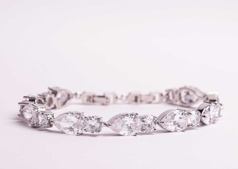 Louella Pear & Round Crystal Bridal Bracelet