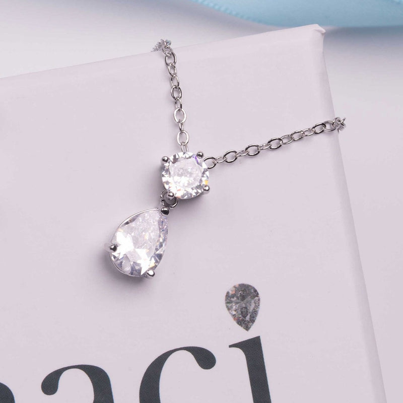 Elodie Tear Drop Crystal Bridal Necklace