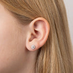 D for Diamond Pink Flower Stud Earrings with Diamond