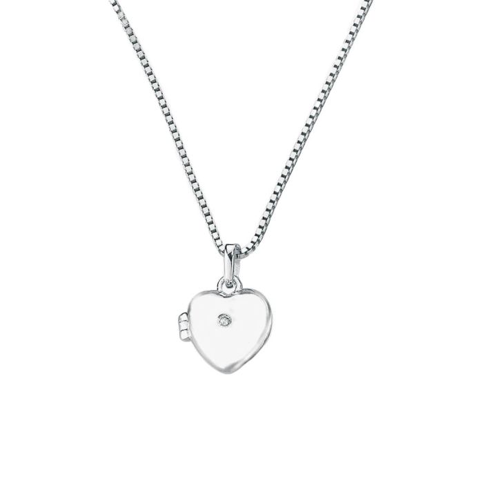 D for Diamond Heart Locket with Diamond