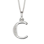 Silver Initial Pendant with CZ