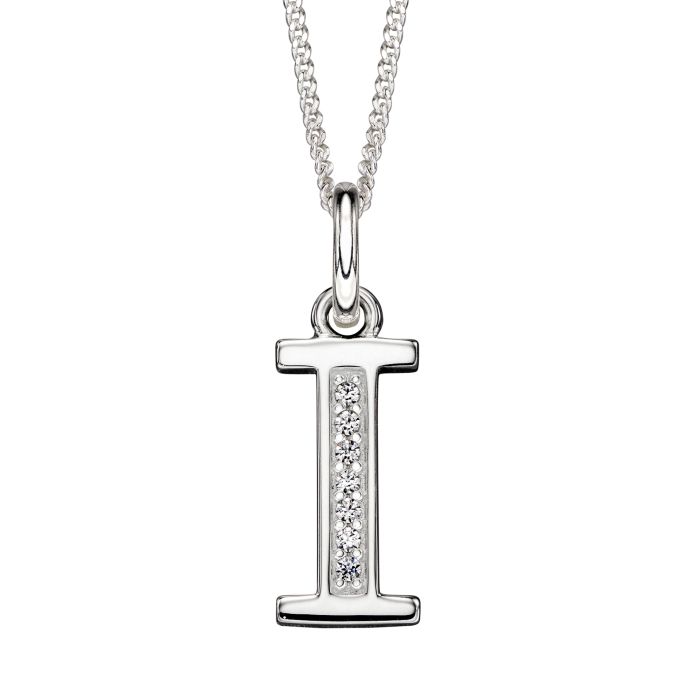 Silver Initial Pendant with CZ