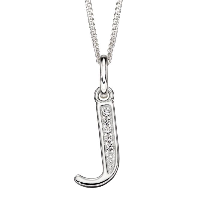 Silver Initial Pendant with CZ