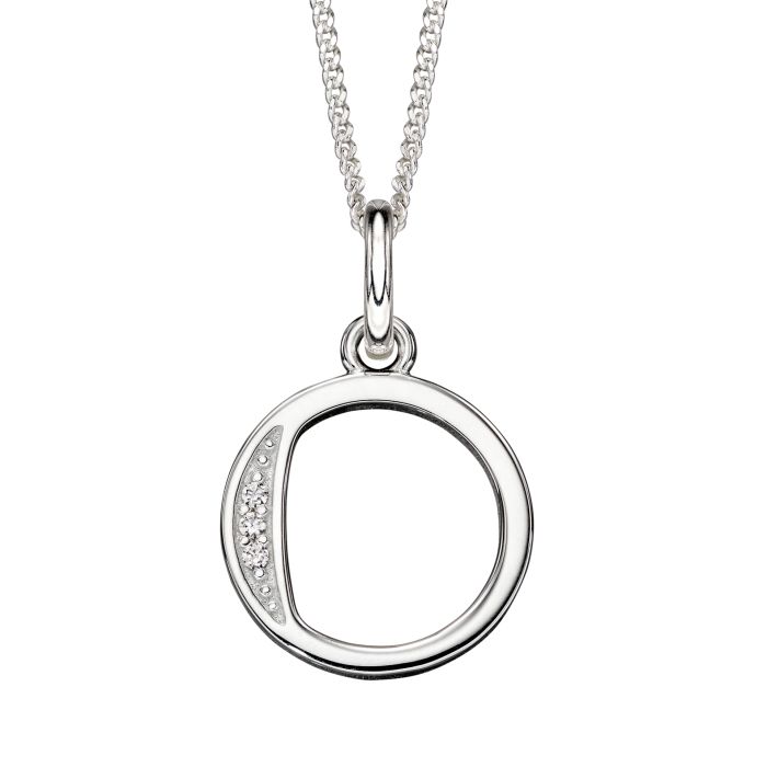 Silver Initial Pendant with CZ