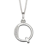 Silver Initial Pendant with CZ