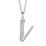 Silver Initial Pendant with CZ