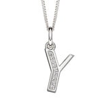 Silver Initial Pendant with CZ