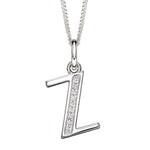 Silver Initial Pendant with CZ