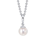 D for diamond Pearl Drop Pendant with Diamond