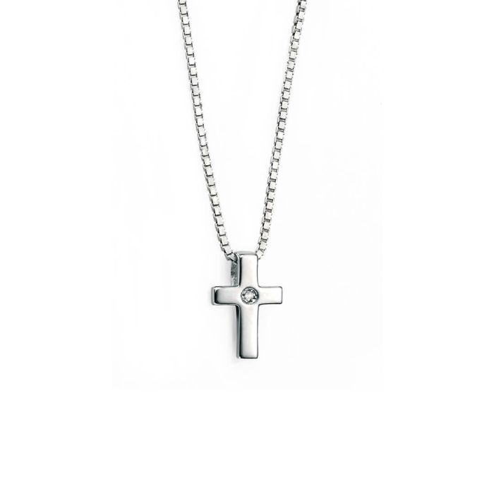 D for Diamond Small Cross Pendant with Diamond