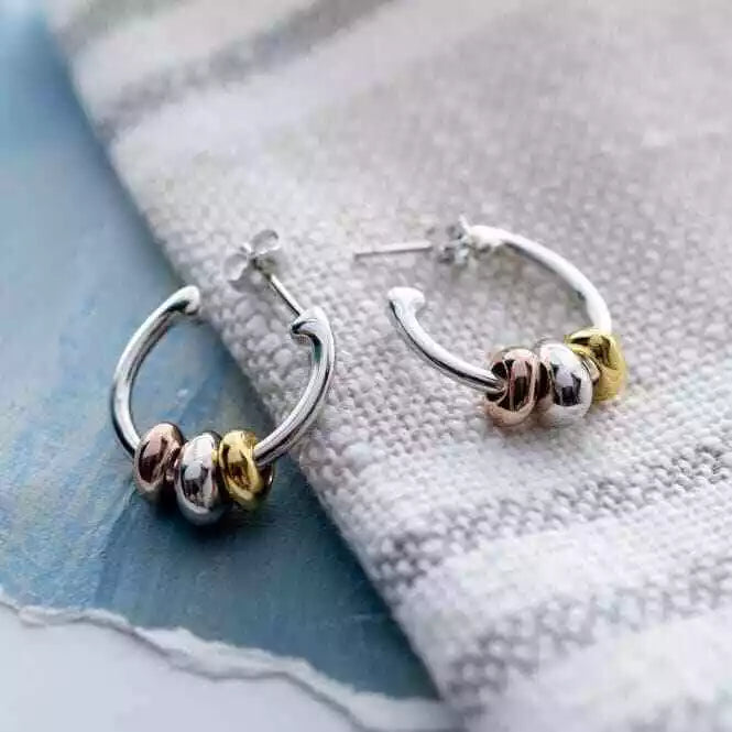 Kit Heath Coast Silver Tumble Golden Hoop Earrings