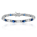 Silver & Co London Oval Simulated Sapphire & Cubic Zirconium Bracelet