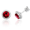 Silver & Co London Sterling Silver Cubic Zirconium & Simulated Ruby Stud Earrings