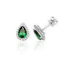 Silver & Co London Sterling Silver Cubic Zirconium & Simulated Emerald Stud Earrings