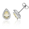 Silver & Co London yellow Pear Cut Cubic Zirconium With Halo Stud Earring