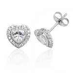 Silver & Co London Cubic Zirconium Heart Stud Cluster Earrings