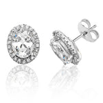 Silver & Co London Oval Cubic Zirconium Cluster Earrings