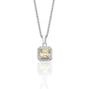 Silver & Co London Sterling Silver Yellow Cubic Zirconium Square Halo Pendant