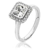 Silver & Co London Sterling Silver Square Cubic Zirconium Halo Cluster Ring