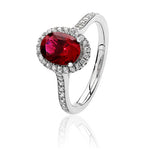 Silver & Co London Sterling Silver Cubic Zirconium And Simulated Ruby Cluster Ring