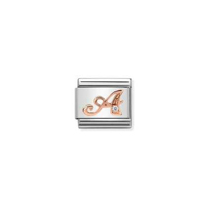 LETTERS A-Z IN ROSE GOLD AND CUBIC ZIRCONIA NOMINATION CHARM