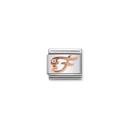 LETTERS A-Z IN ROSE GOLD AND CUBIC ZIRCONIA NOMINATION CHARM