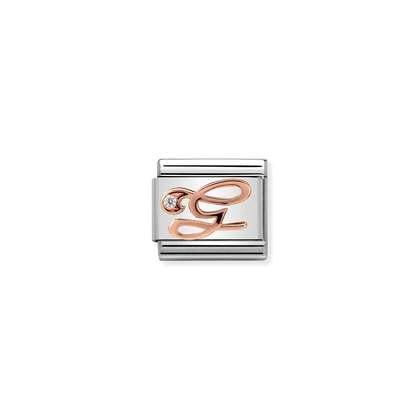 LETTERS A-Z IN ROSE GOLD AND CUBIC ZIRCONIA NOMINATION CHARM