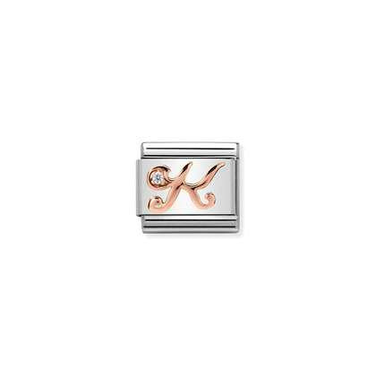 LETTERS A-Z IN ROSE GOLD AND CUBIC ZIRCONIA NOMINATION CHARM