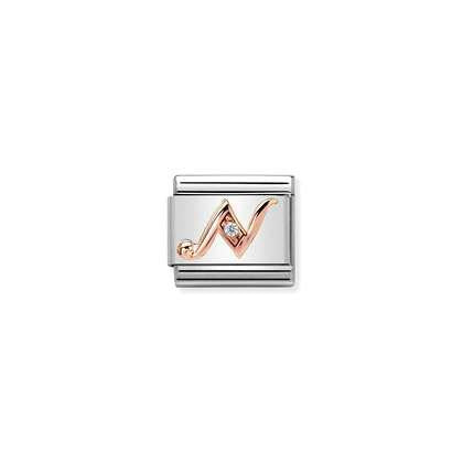 LETTERS A-Z IN ROSE GOLD AND CUBIC ZIRCONIA NOMINATION CHARM