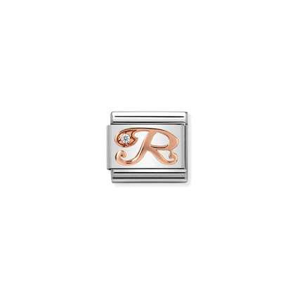 LETTERS A-Z IN ROSE GOLD AND CUBIC ZIRCONIA NOMINATION CHARM