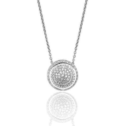 Silver Round Pave Set Rhodium Plated Chain
